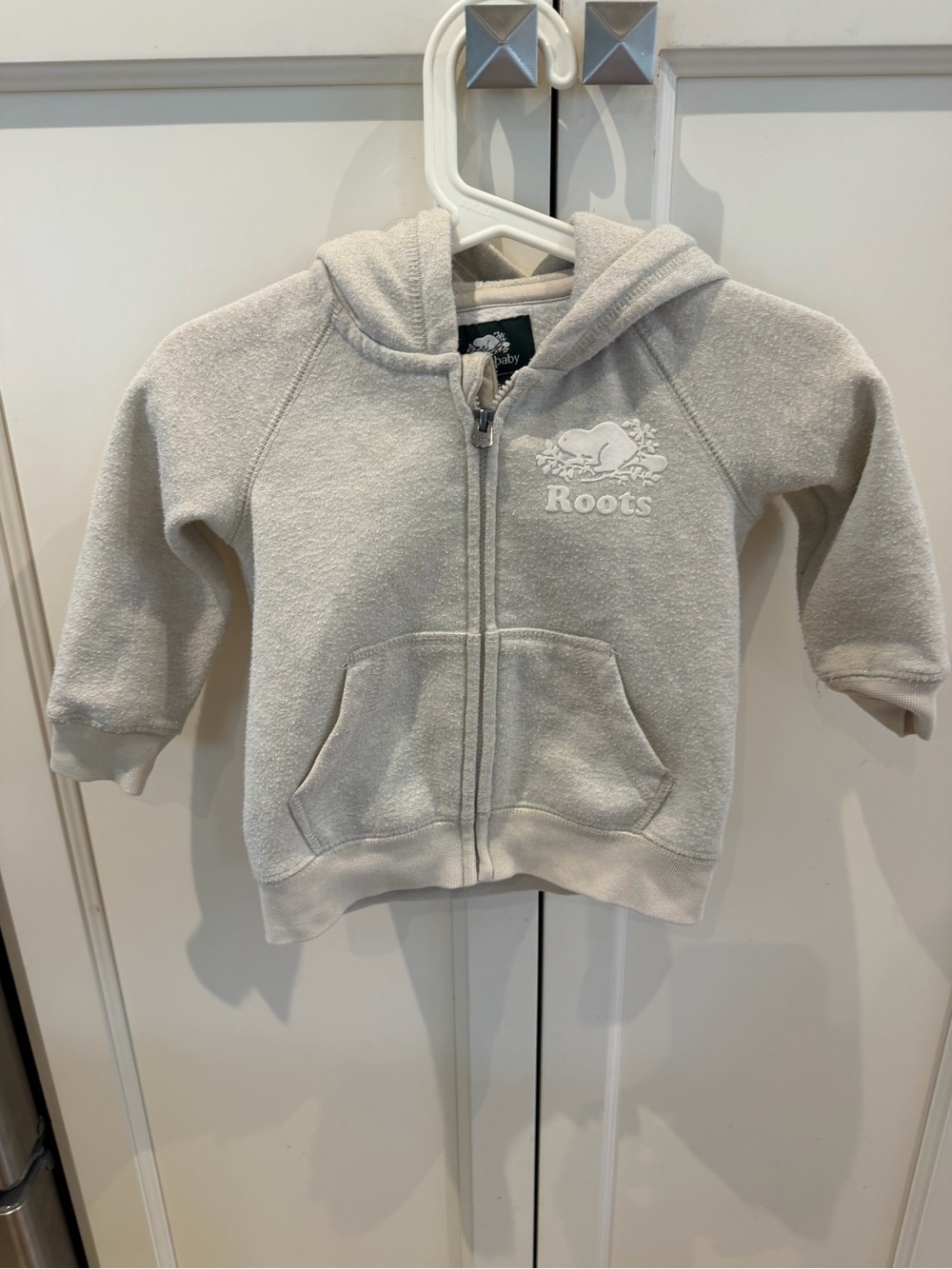 Girls Roots 12-18m Baby Zip-Up Hoodie in sparkly Cream